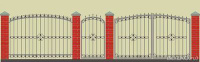 Забор кованый №11, из профильной трубы, кирпича