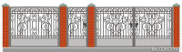 Забор кованый №24, из профильной трубы, кирпича