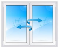 Пластиковое окно 3-камерное EXPROF 2-створчатое поворотное с 2 сторон