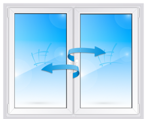 Пластиковое окно 5-камерное EXPROF 2-створчатое поворотное с 2 сторон
