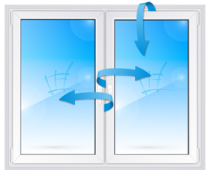 Пластиковое окно 6-камерное EXPROF 2-створчатое, створка поворотная слева