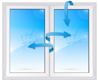 Пластиковое окно 6-камерное EXPROF 2-створчатое, створка поворотная слева