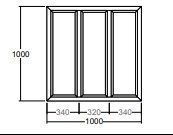 Окно Veka WHS-60 1000х1000 мм трехстворчатое глухое