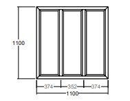 Окно Veka WHS-60 1100х1100 мм трехстворчатое глухое