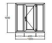 Окно Veka WHS-60 1100х1100 мм трехстворчатое