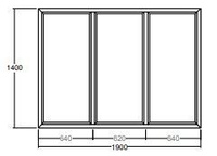 Окно Veka WHS-60 1400х2000 мм трехстворчатое глухое