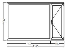 Окно Veka WHS-72 1400х1600х500 мм двухстворчатое