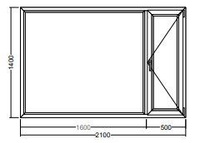 Окно Veka WHS-72 1400х1600х500 мм двухстворчатое