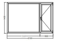 Окно Veka WHS-72 1400х1500х600 мм двухстворчатое