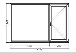 Окно Veka WHS-60 1400х1400х700 мм двухстворчатое