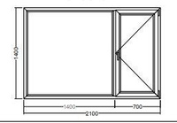 Окно Veka Softline-70 1400х1400х700 мм двухстворчатое