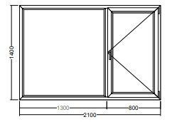 Окно Veka Softline-82 1400х1300х800 мм двухстворчатое