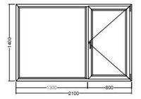 Окно Veka WHS-72 1400х1300х800 мм двухстворчатое