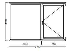 Окно Veka WHS-72 1400х1200х900 мм двухстворчатое