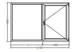 Окно Veka Softline-70 1400х1150х950 мм двухстворчатое