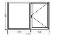 Окно Veka WHS-72 1400х1150х950 мм двухстворчатое