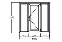 Окно Veka Softline-70 1100х1100 мм трехстворчатое