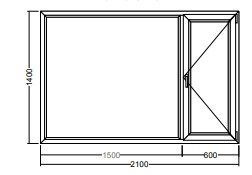 Окно Veka WHS-72 1400х1500х600 двухстворчатое