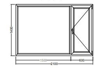 Окно Veka WHS-60 1400х1500х600 двухстворчатое