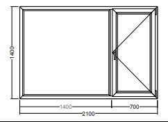 Окно Veka Softline-82 1400х1400х700 двухстворчатое