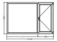 Окно Veka WHS-72 1400х1400х700 двухстворчатое