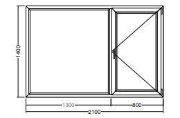 Окно Veka Softline-70 1400х1300х800 двухстворчатое