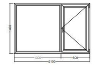 Окно Veka Softline-82 1400х1300х800 двухстворчатое