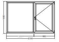 Окно Veka WHS-60 1400х1200х900 двухстворчатое