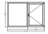 Окно Veka WHS-60 1400х1150х950 двухстворчатое