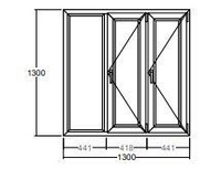 Окно Veka Softline-70 1300х1300 мм трехстворчатое