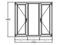 Окно Veka WHS-60 1400х1500 мм трехстворчатое