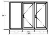 Окно Veka WHS-60 1400х1900 мм трехстворчатое