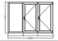 Окно Veka WHS-60 1400х2000 мм трехстворчатое