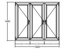 Окно Veka Softline-70 1400х1600 мм трехстворчатое