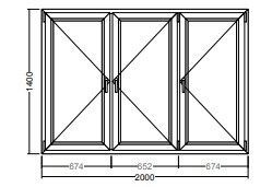 Окно Veka Softline-82 1400х2000 мм трехстворчатое