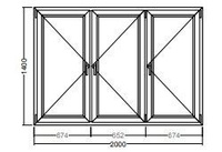 Окно Veka Softline-70 1400х2000 мм трехстворчатое