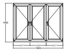 Окно Veka Softline-70 1400х1800 мм трехстворчатое