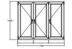 Окно Veka Softline-82 1400х1700 мм трехстворчатое