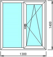Окно ПВХ GreenTech 58 мм однокамерное 1-створчатое р-р 1300х1400 мм