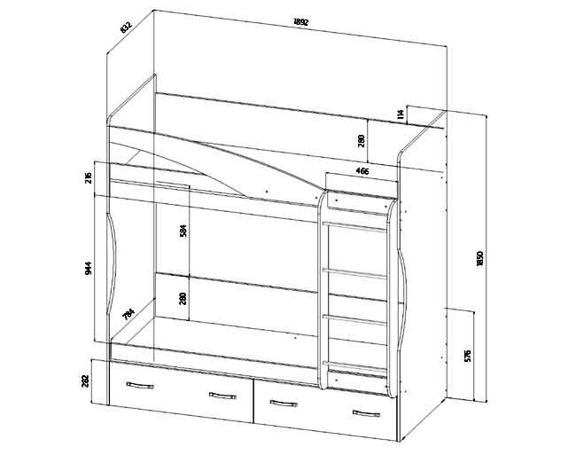 Сборка двухъярусной кровати с ящиками схемы сборки