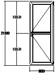 Дверь балконная ПВХ пятикамерная Veka WHS-72 800х2100