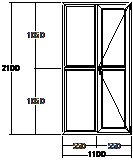 Дверь балконная ПВХ семикамерное VEKA Softline-82 двупольная 1100х2100