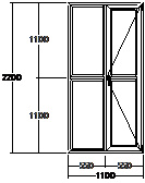 Дверь балконная ПВХ трехкамерная WHS-60 двупольная 1100х2200