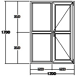 Дверь балконная ПВХ пятикамерная VEKA Softline-70 двупольная 1200х1700