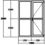 Дверь балконная ПВХ семикамерное VEKA Softline-82 двупольная 1400х2000