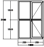 Дверь балконная ПВХ пятикамерная VEKA Softline-70 двупольная 1400х2100