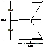 Дверь балконная ПВХ пятикамерная Veka WHS-72 двупольная 1400х2200