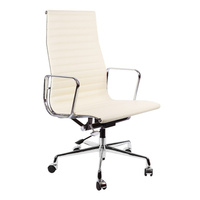 Эргономичное кресло Eames Style HB Ribbed Office Chair EA 119 кремовая кожа