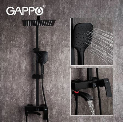 Душевая система GAPPO G 2407-6 со смесителем, черный от компании 