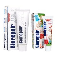 Biorepair - Набор зубных паст для взрослых и детей, 75 мл + 50 мл